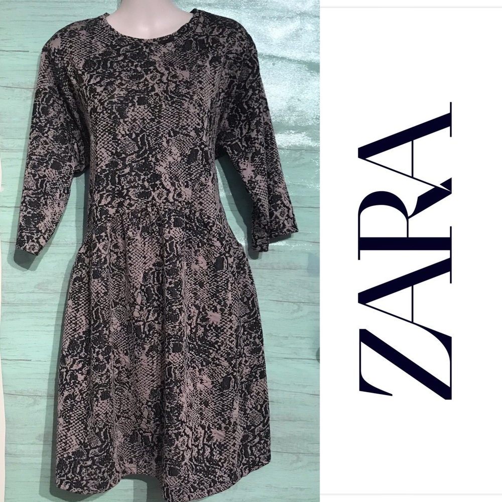 Zara Snakeskin Dress 3/4 Sleeves Large